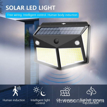 2021 Light Solar Light Solar Outdoor 260led, wireless Sensor Light con 6 lati LED per il percorso del giardino del cantiere e recinzione